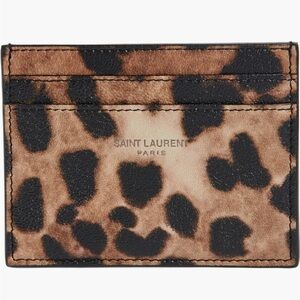 Saint Laurent Leopard Print Lambskin Card Case